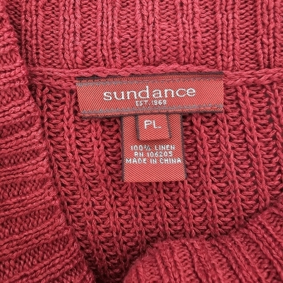 Sundance Crimson Red Linen Knit Boat Neck Sweater with Shoulder Buttons Size PL - Picture 4 of 6